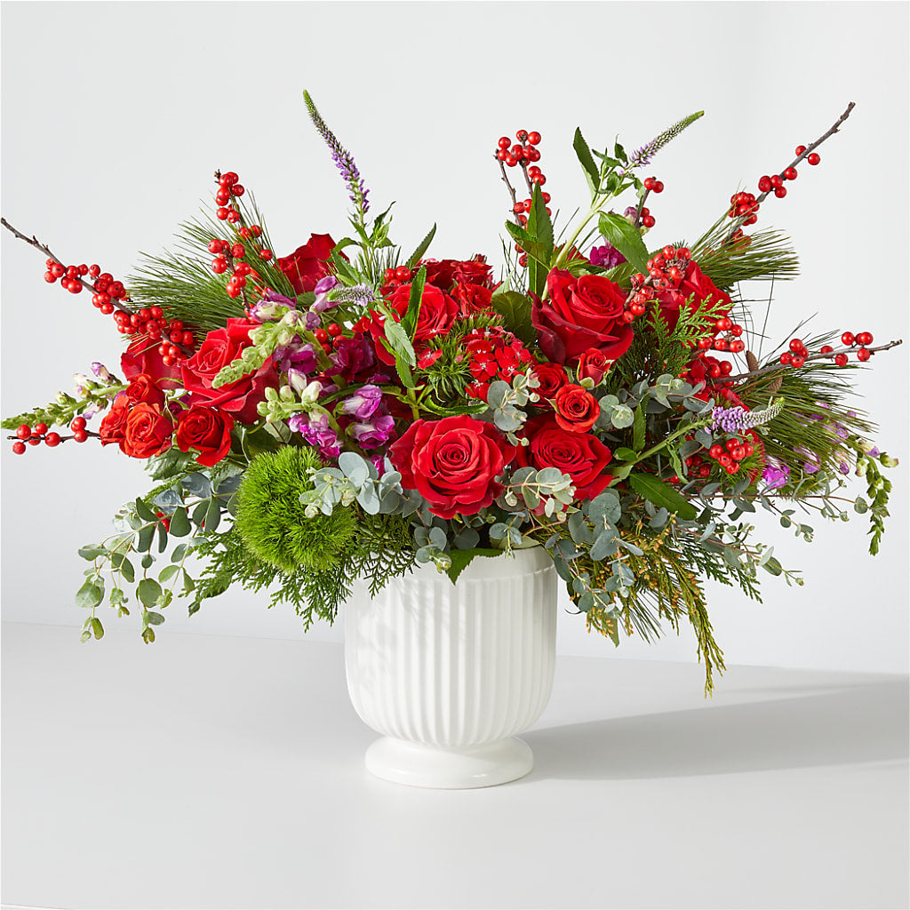 Big Red Bow Bouquet – All Season Floral Llc, Saranac Lake NY