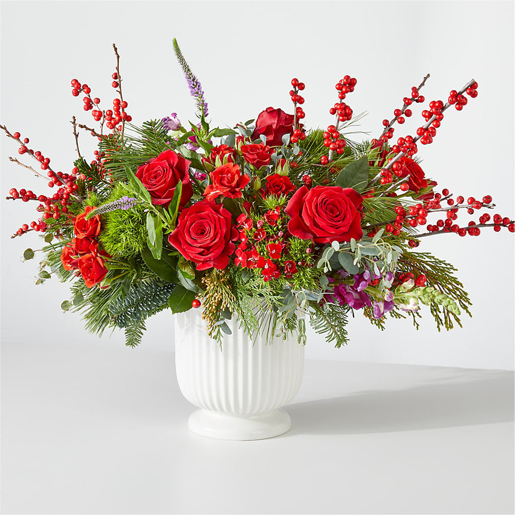 Big Red Bow Bouquet – All Season Floral Llc, Saranac Lake NY