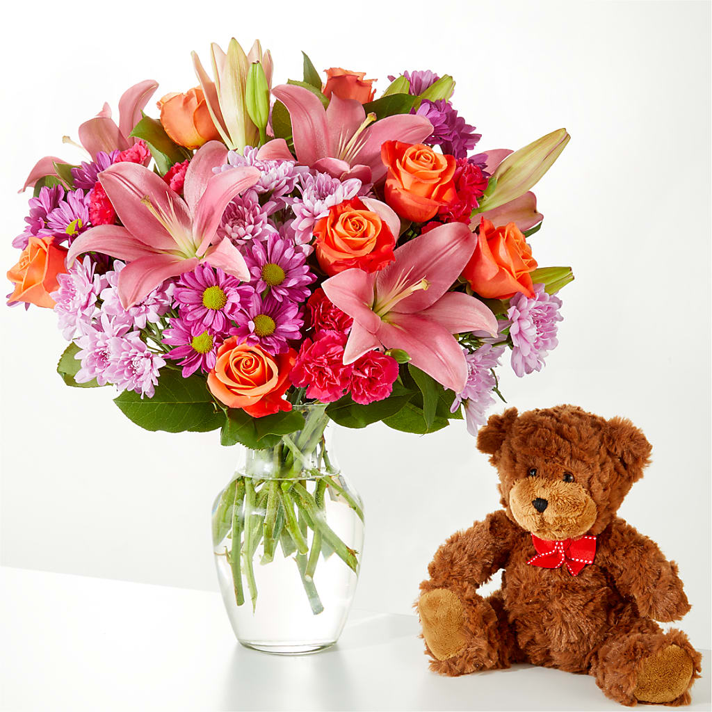 One and Only Bouquet and Bear Bundle – All Season Floral Llc, Saranac Lake NY
