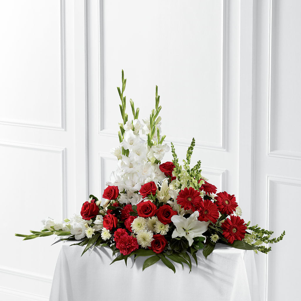 Crimson & White Arrangement – All Season Floral Llc, Saranac Lake NY