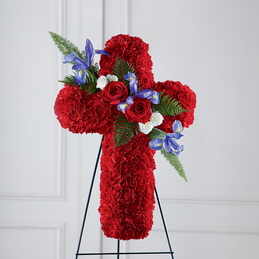Faithful Hero Floral Cross – All Season Floral Llc, Saranac Lake NY