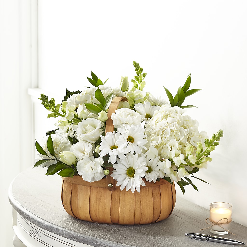 Pure Ivory Basket – All Season Floral Llc, Saranac Lake NY