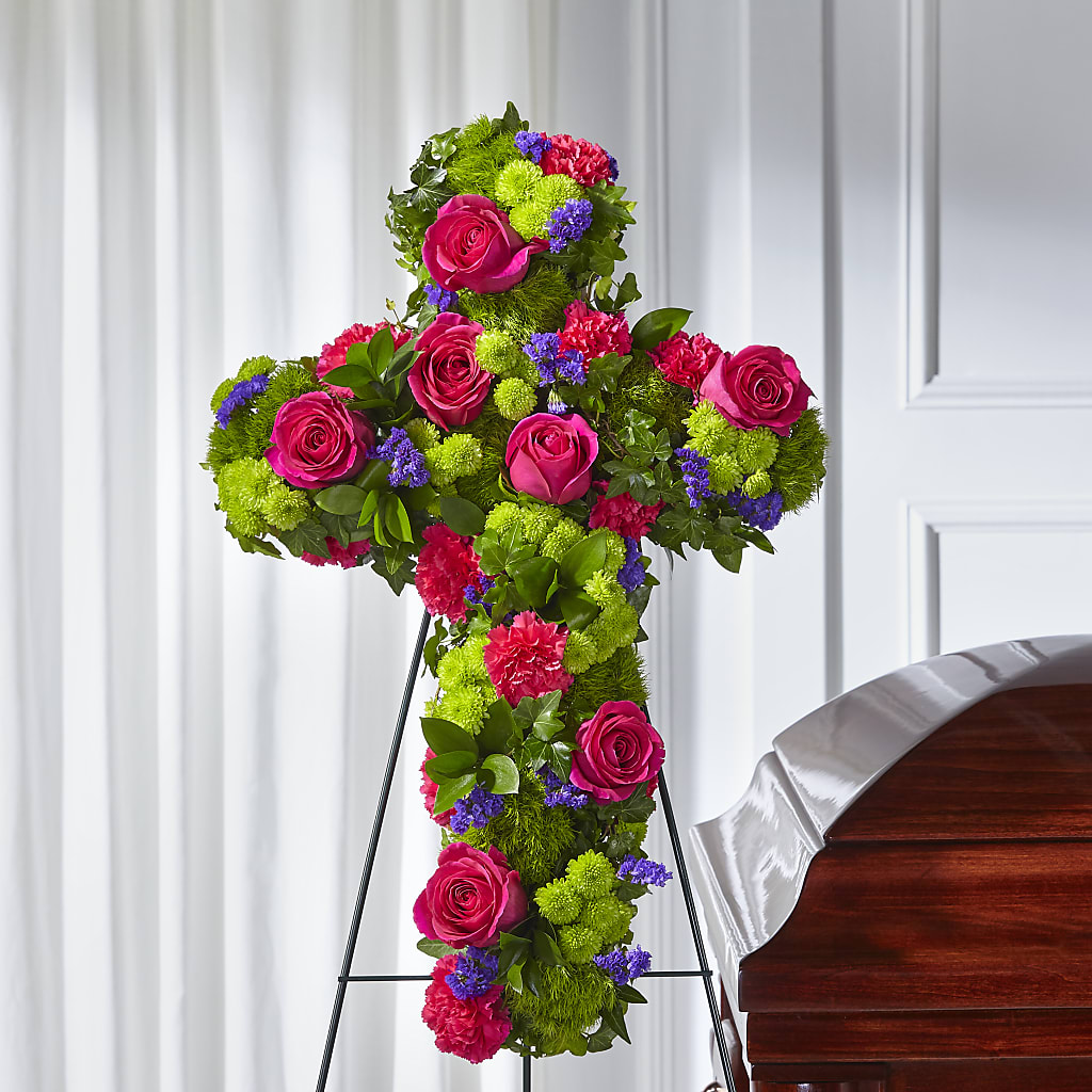 Tribute Rose Floral Cross – All Season Floral Llc, Saranac Lake NY