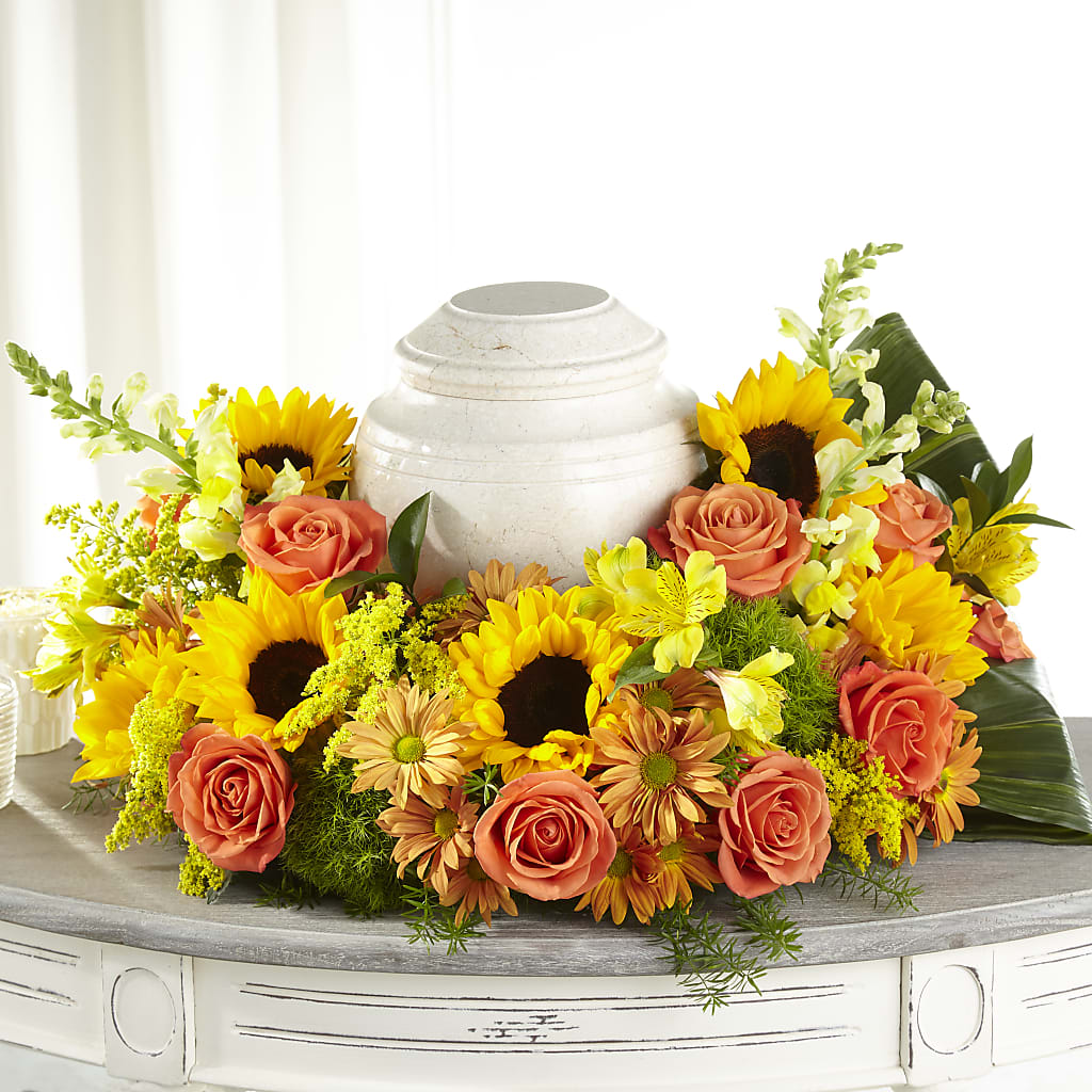 Faithful Sunflower Cremation Adornment – All Season Floral Llc, Saranac Lake NY