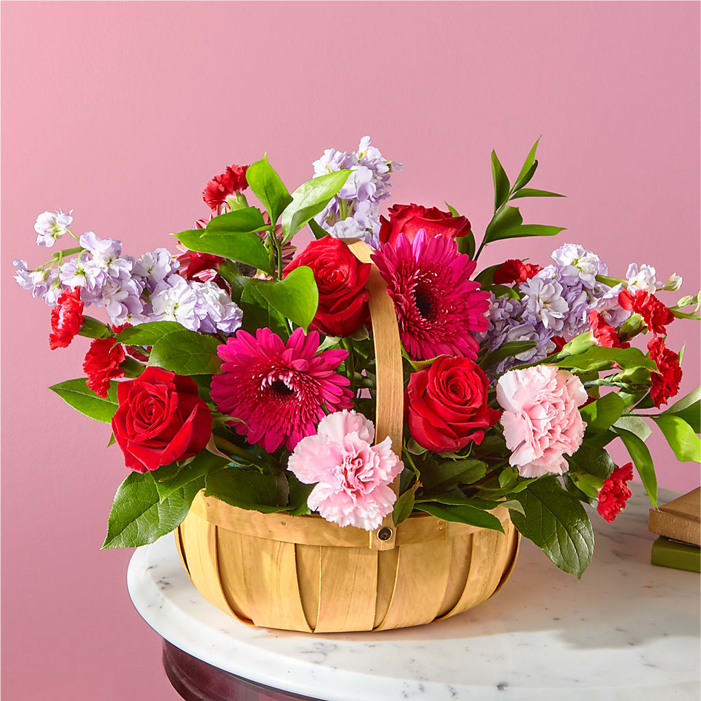 Pink Picnic Basket – All Season Floral Llc, Saranac Lake NY