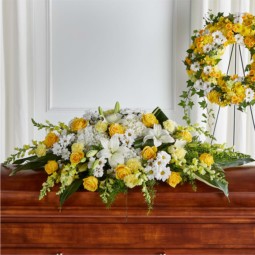 Golden Harmony Casket Spray – All Season Floral Llc, Saranac Lake NY