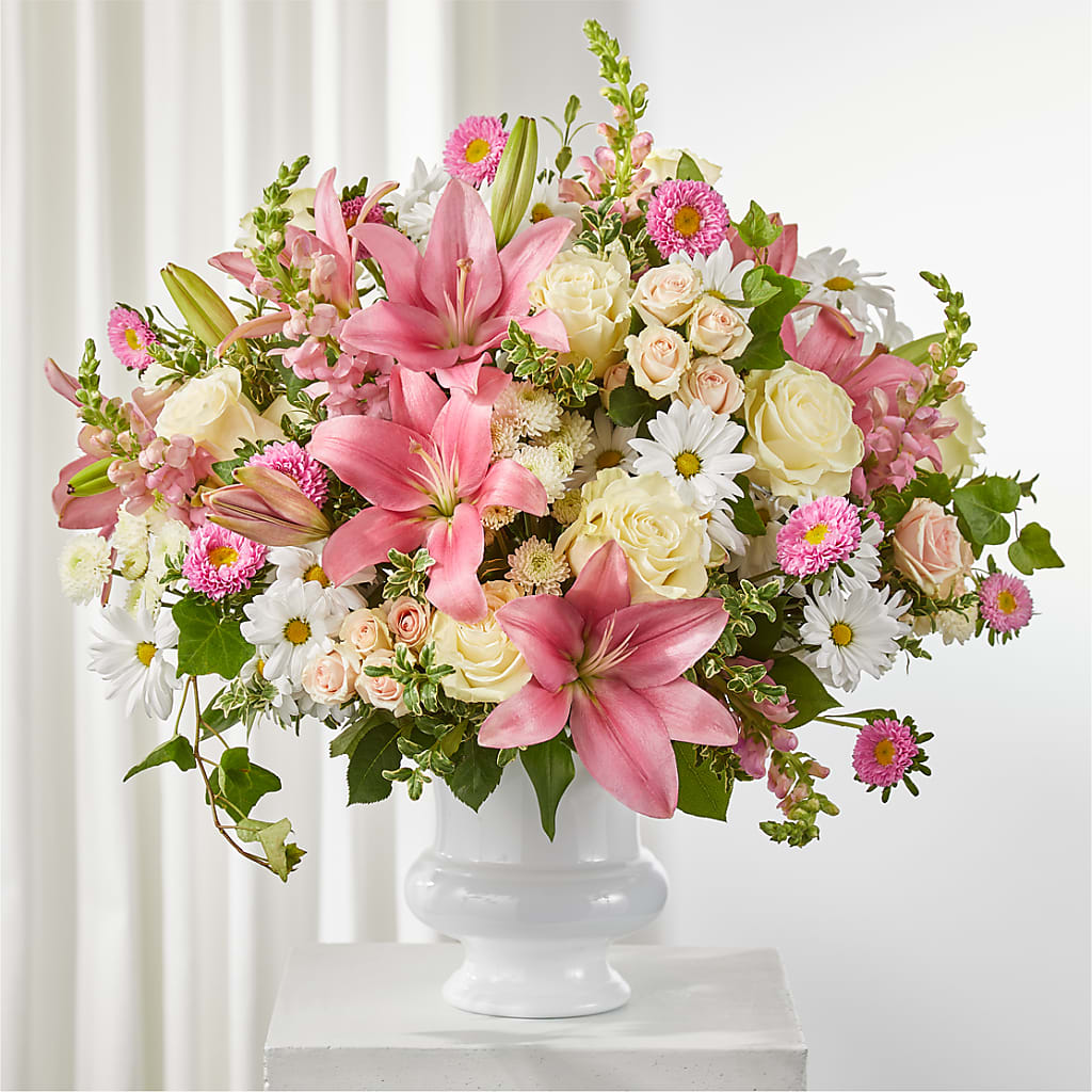 Empathetic Blooms Urn Arrangement – All Season Floral Llc, Saranac Lake NY