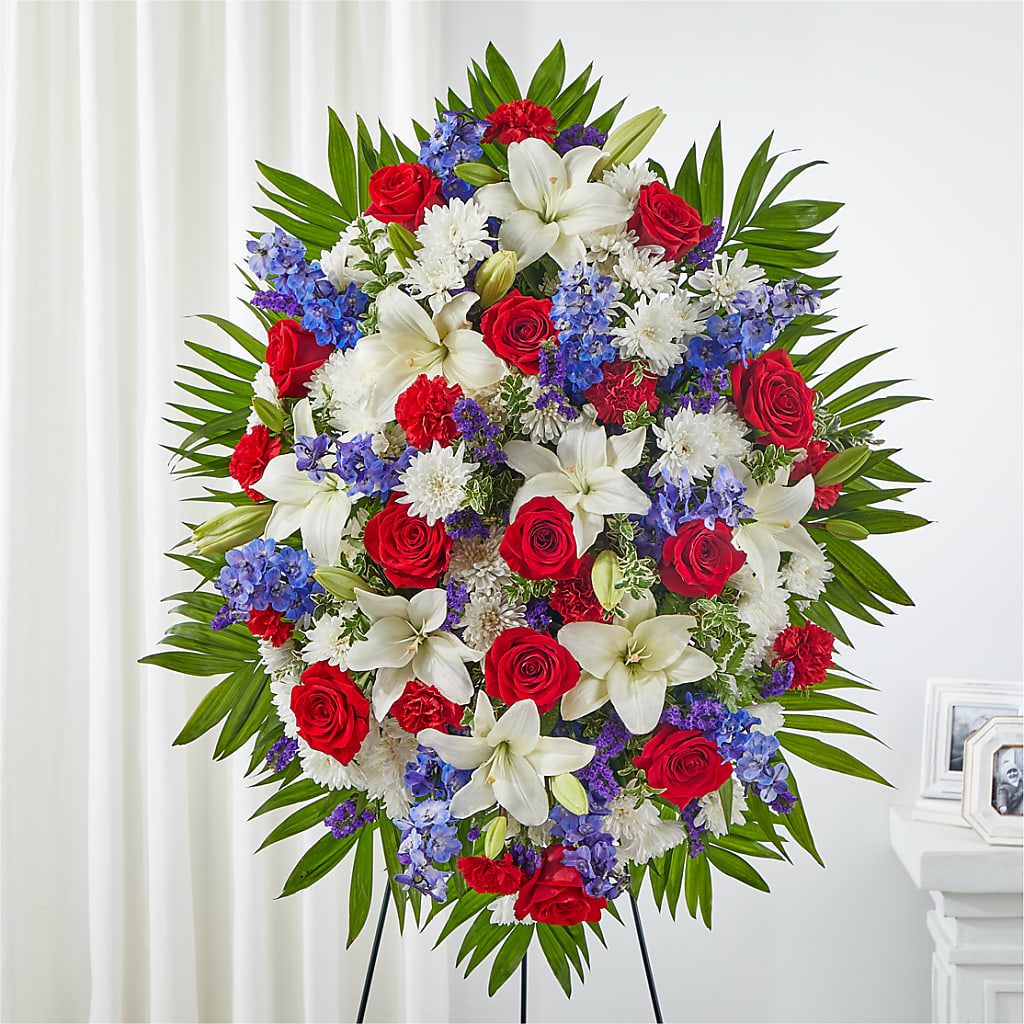 Cherished Service Standing Spray – All Season Floral Llc, Saranac Lake NY