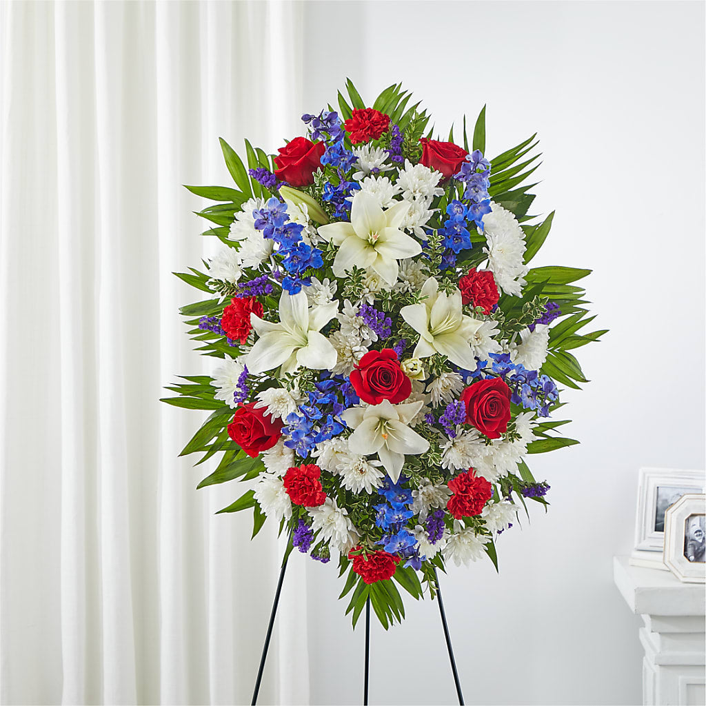 Cherished Service Standing Spray – All Season Floral Llc, Saranac Lake NY