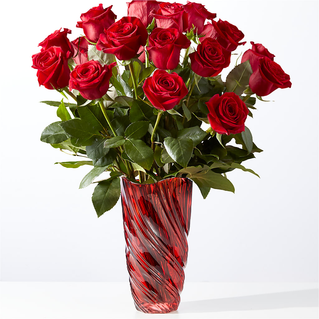 Classic Love Red Rose Bouquet with Luxe Swirl Vase – All Season Floral Llc, Saranac Lake NY