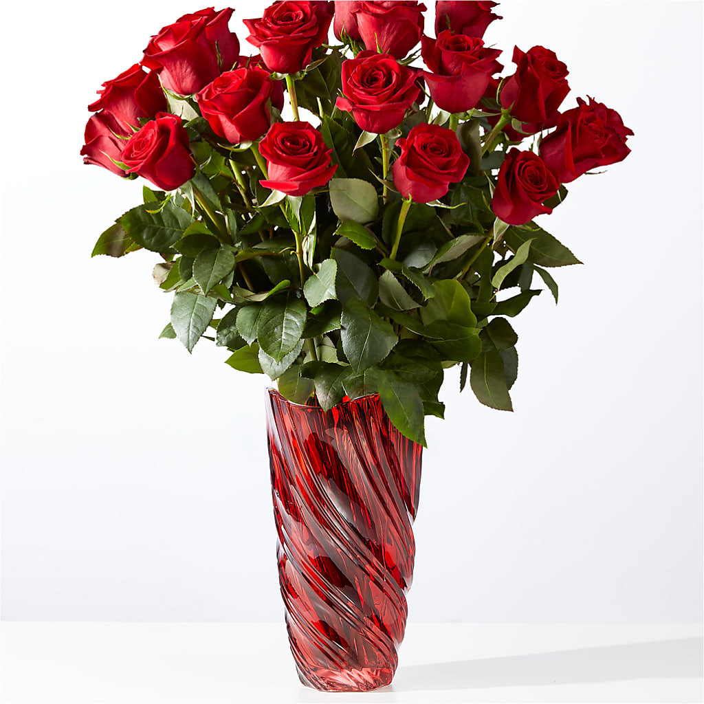 Classic Love Red Rose Bouquet with Luxe Swirl Vase – All Season Floral Llc, Saranac Lake NY