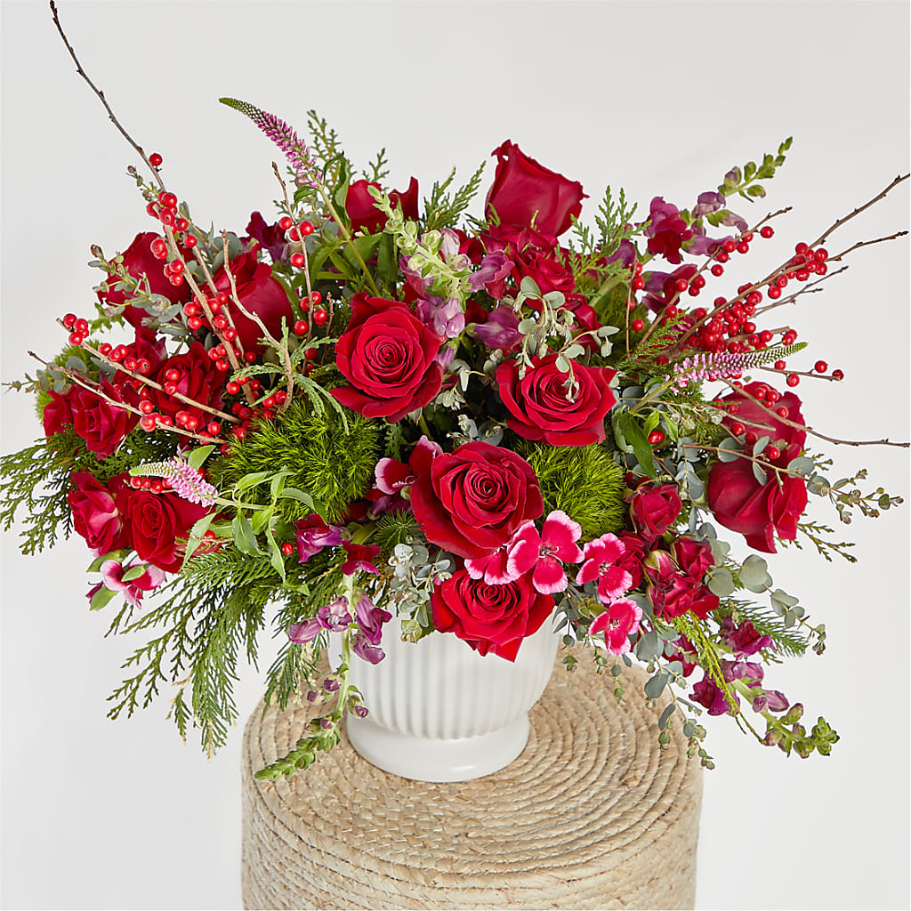 Big Red Bow Bouquet –  All Season Floral Llc, Saranac Lake NY