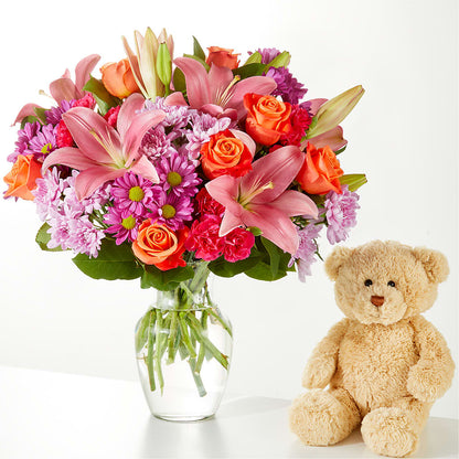 One and Only Bouquet and Bear Bundle –  All Season Floral Llc, Saranac Lake NY