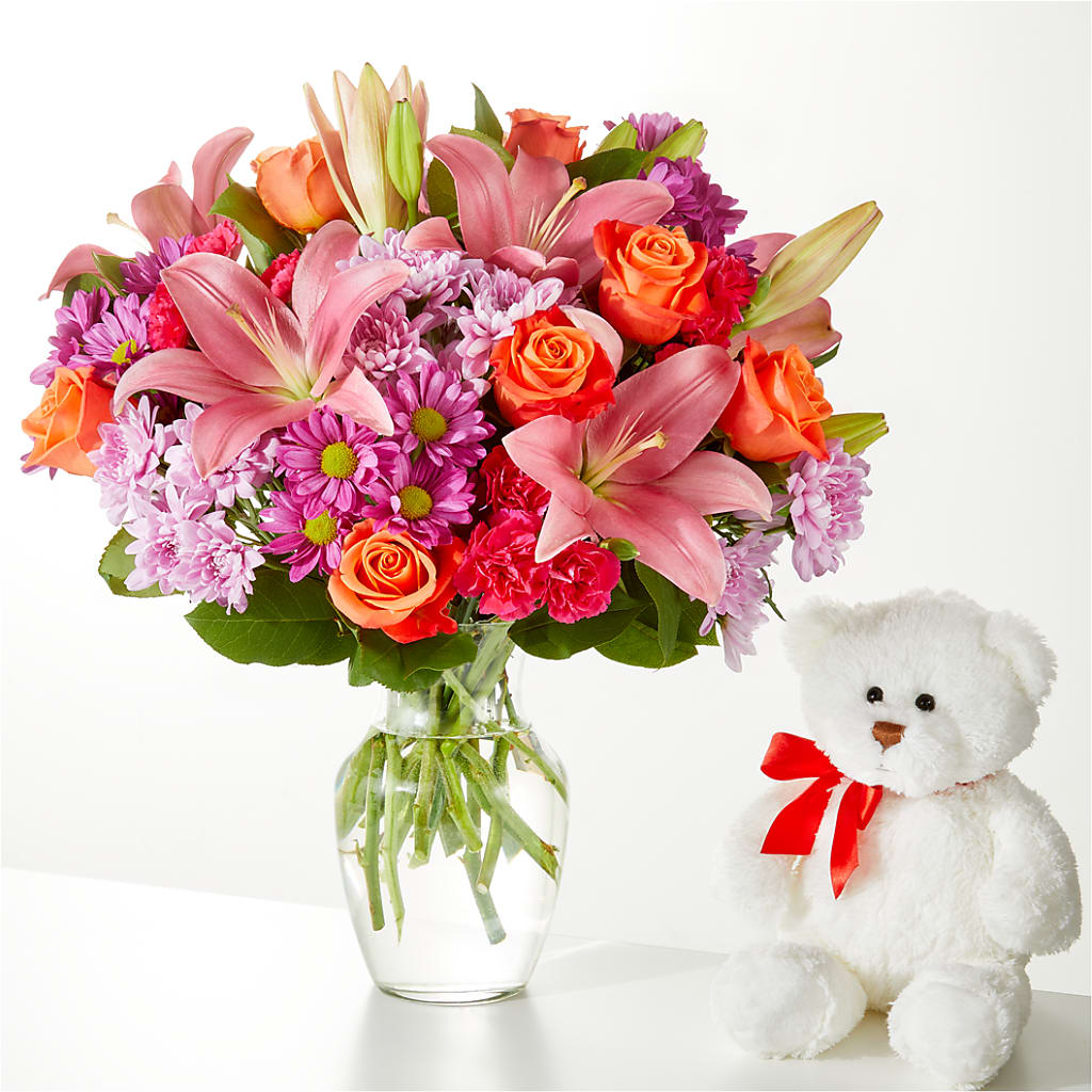 One and Only Bouquet and Bear Bundle –  All Season Floral Llc, Saranac Lake NY