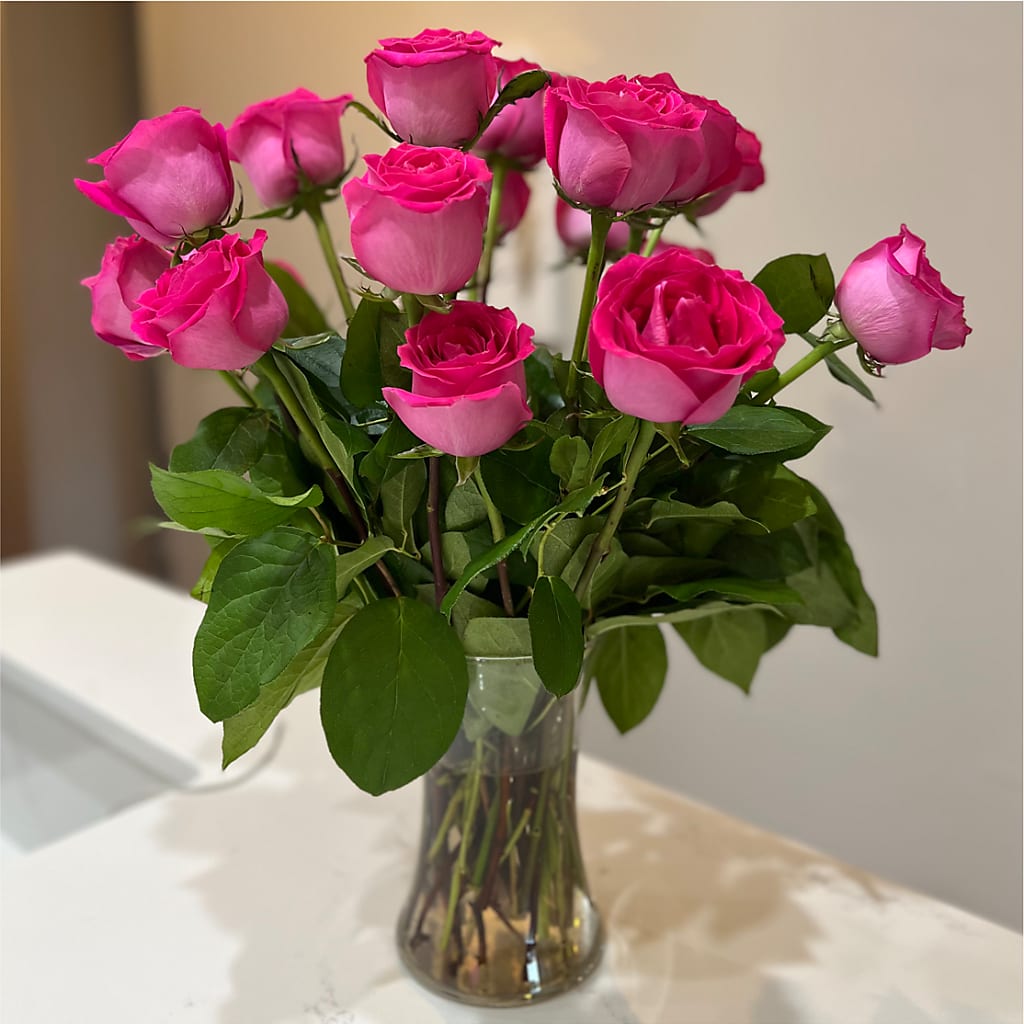 Long Stem Pink Rose Bouquet –  All Season Floral Llc, Saranac Lake NY