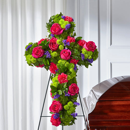 Tribute Rose Floral Cross –  All Season Floral Llc, Saranac Lake NY