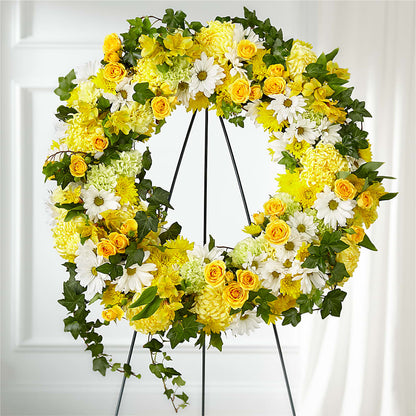 Golden Remembrance Wreath –  All Season Floral Llc, Saranac Lake NY