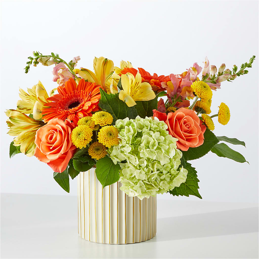 Autumn Sunshine Bouquet with Ivory Vase –  All Season Floral Llc, Saranac Lake NY