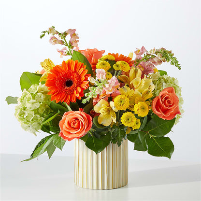 Autumn Sunshine Bouquet with Ivory Vase –  All Season Floral Llc, Saranac Lake NY