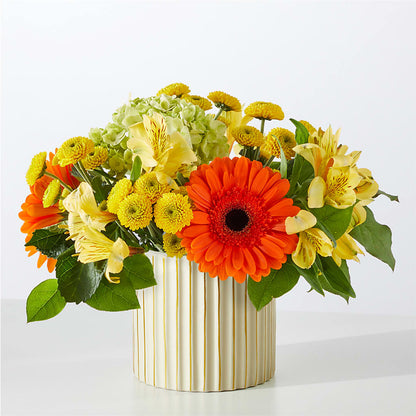 Autumn Sunshine Bouquet with Ivory Vase –  All Season Floral Llc, Saranac Lake NY