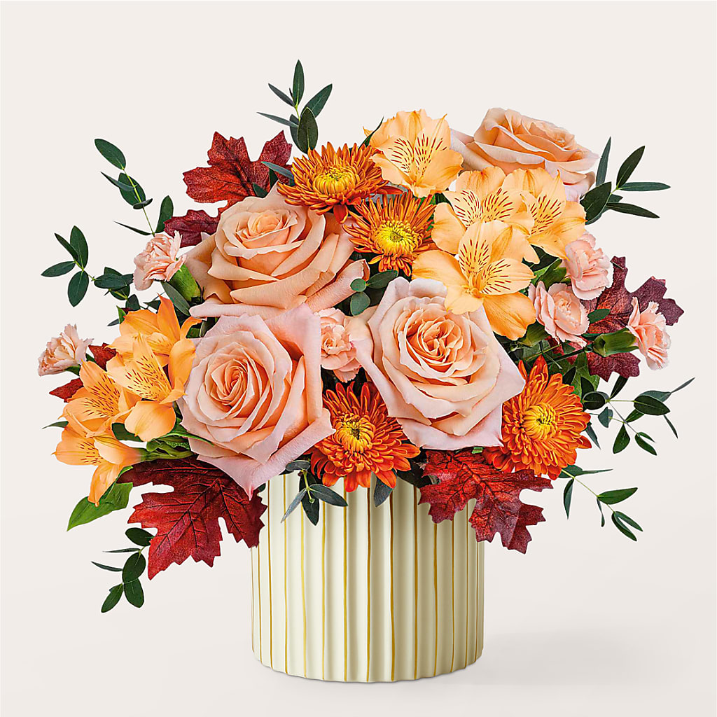 Spiced Latte Bouquet with Ivory Vase –  All Season Floral Llc, Saranac Lake NY
