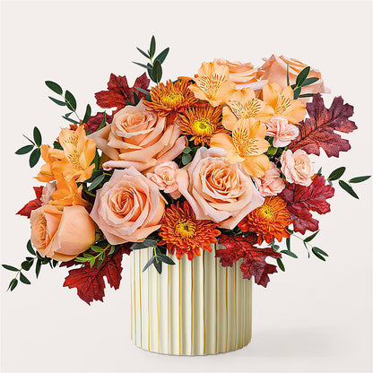 Spiced Latte Bouquet with Ivory Vase –  All Season Floral Llc, Saranac Lake NY