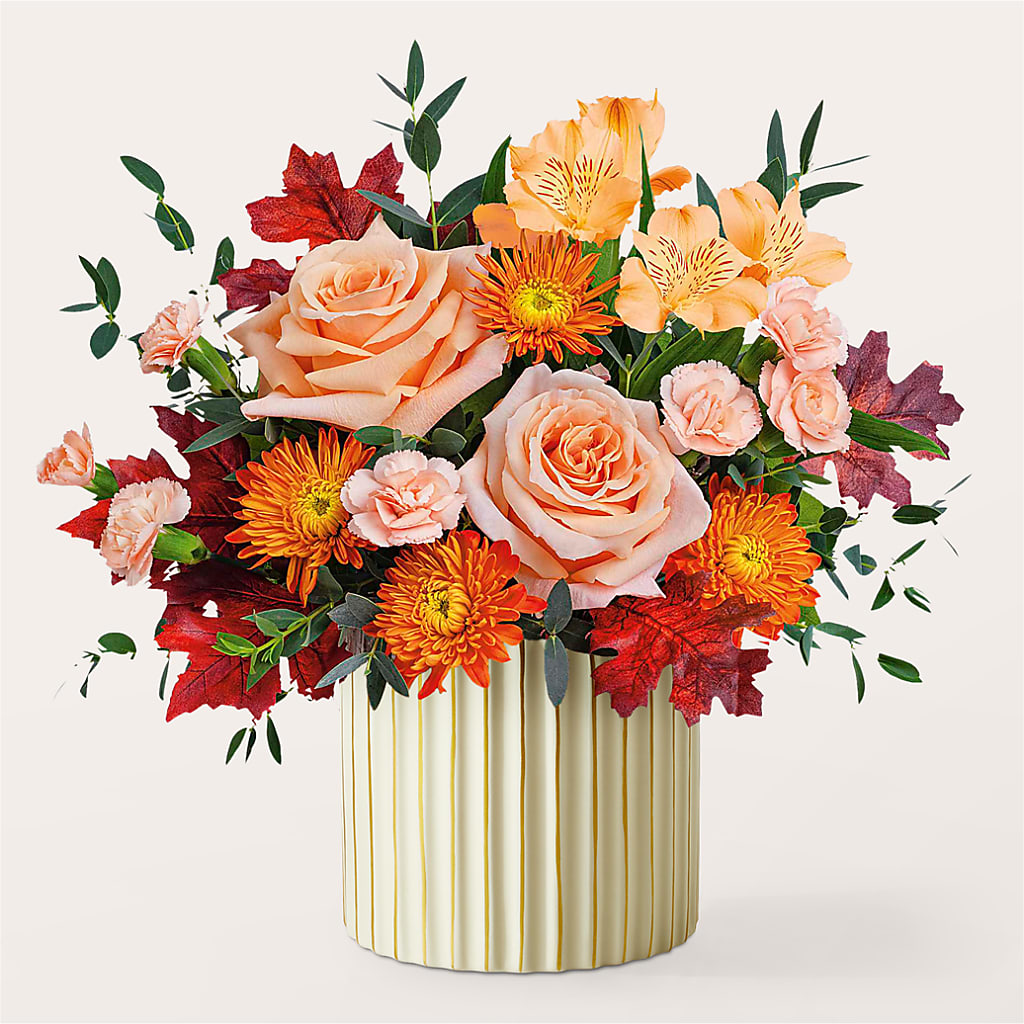 Spiced Latte Bouquet with Ivory Vase –  All Season Floral Llc, Saranac Lake NY